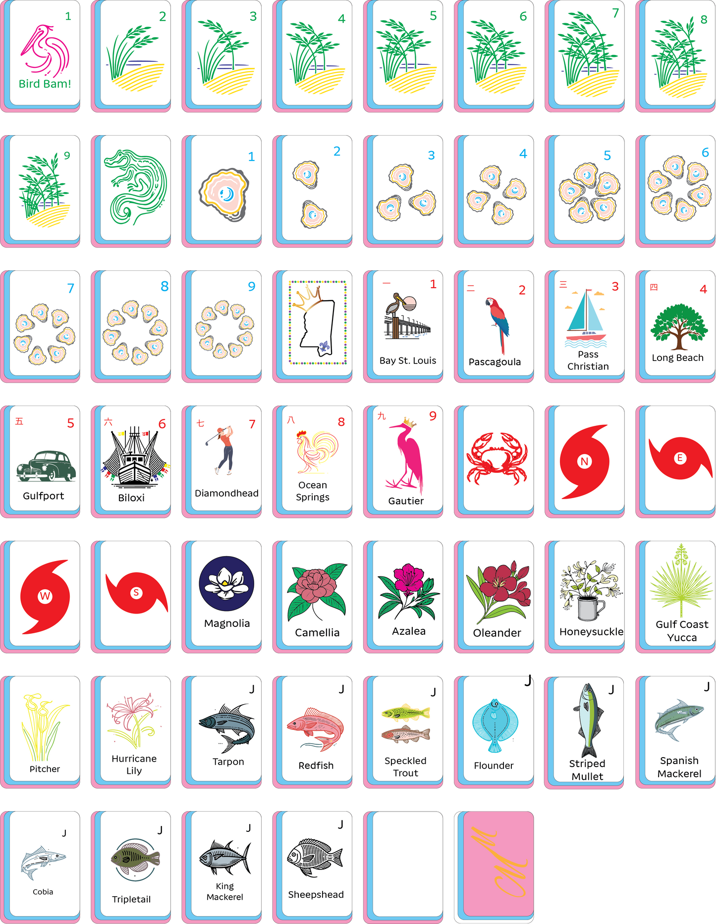 Coastal Mississippi Mahjong Tiles, Rack & Pusher, and Mat Bundle